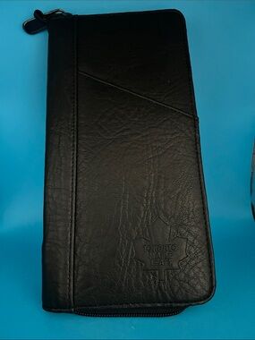 Black Leather Zip Travel Wallet with Embossed Toronto Maple Leafs Logo